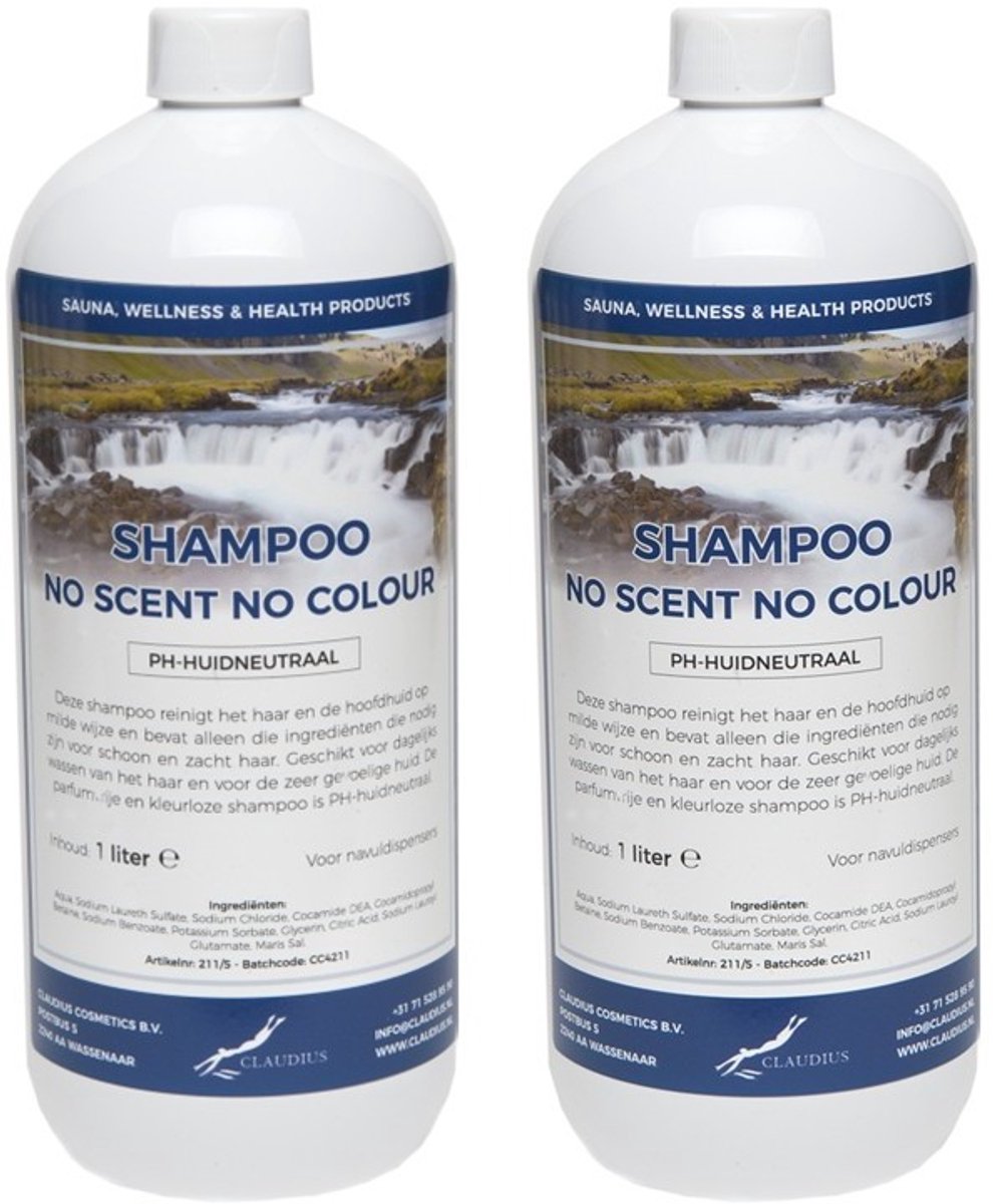 Shampoo No Scent No Colour - 1 liter - 2 Stuks - Voordeelverpakking - Haarverzorging
