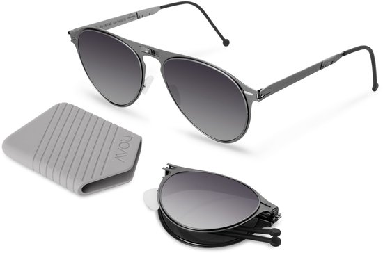 ROAV EARHART - Opvouwbare zonnebril - Polariserend UV400 - Matte Black - Grey Gradient glazen — afbeelding 2