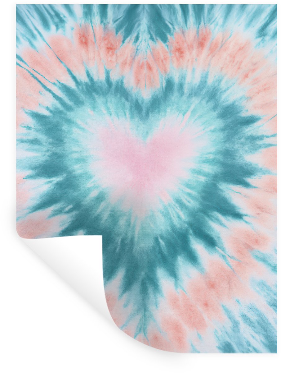Muurstickers - Sticker Folie - Hartvormig - Tie dye - Pasteltinten - Lichtgroen - 120x160 