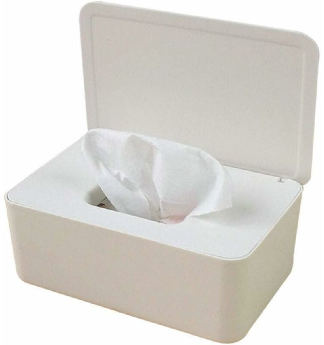 EXCITAT Tissue Opbergdoos - Vochtige Doekjes Doos - Opbergdoos - Met Deksel - Multifunctioneel - Geschikt voor Mondkapjes, Tissues - Wit