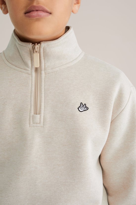 WE Fashion Jongens trui met quarter-zip en embroidery