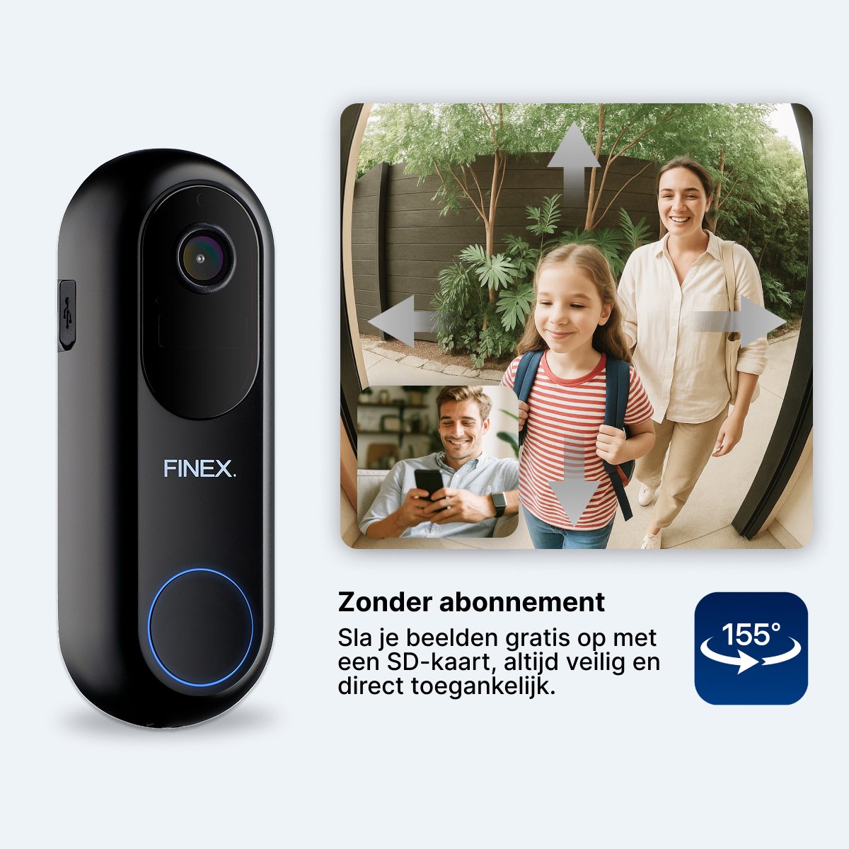 Finex Video Deurbel V2 2K Ultra HD met Binnenbel en SD-kaart - afbeelding 3