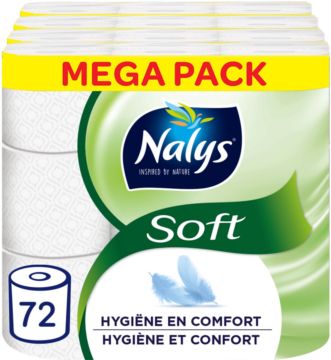 Nalys Soft Hybride Toiletpapier in 80% Recycled Folie 2-laags - 3 x 24 stuks - Voordeelverpakking