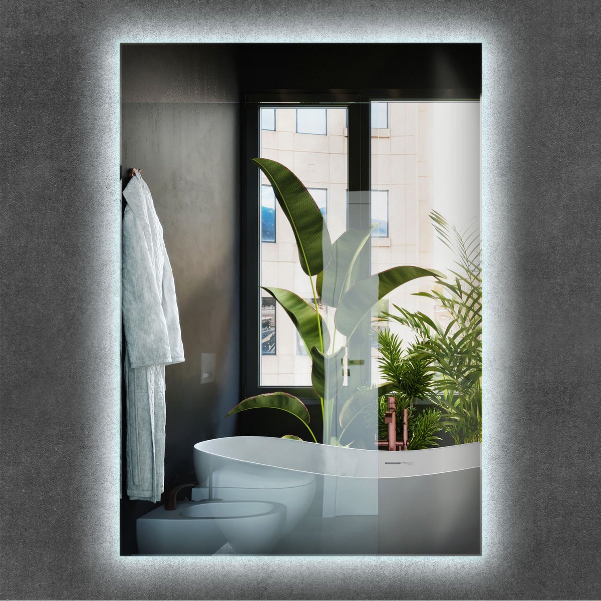 Wallfluent LED Spiegel - Spiegel Rechthoekige Met Licht - 100 cm x 70 cm - met koud licht