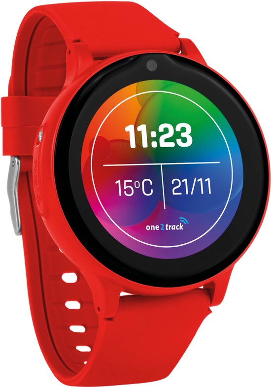 one2track Connect ONE rood | GPS horloge voor kinderen | Bekijk de locatie van je kind. Stel veilige zones in. En videobellen met de leukste smartwatch voor kinderen