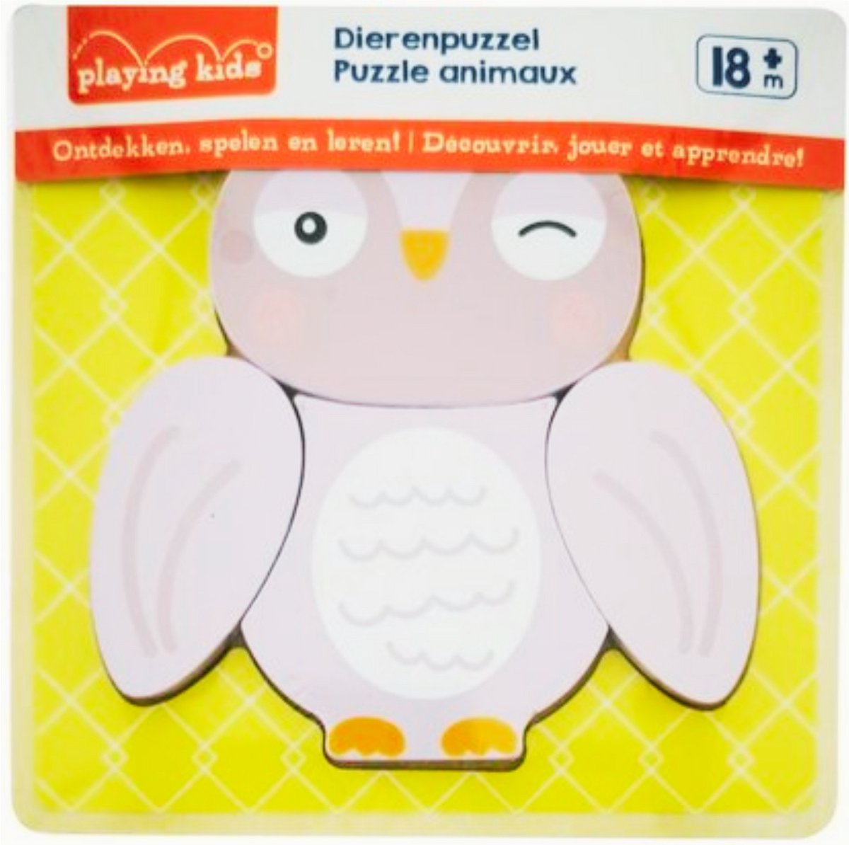 Playing Kids 18m+ Kindveilig Houten Dierenpuzzel - Uil