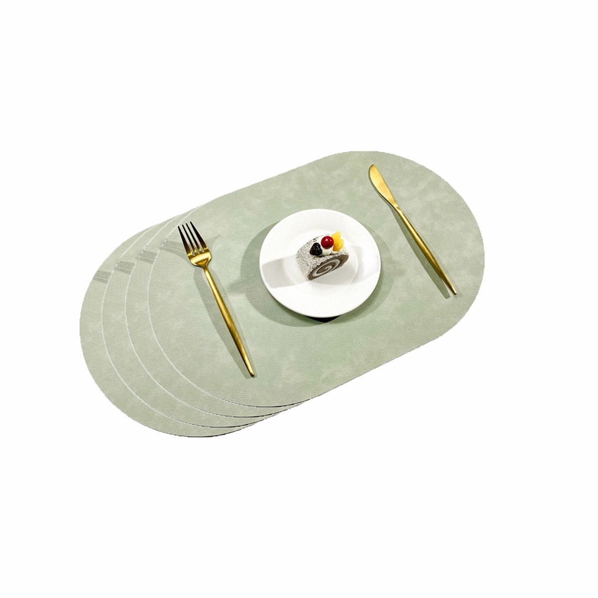Tafelset-Waterafstotend-Hittebestendig-Dubbelzijdig-Placemat-Groen