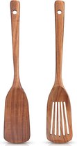 2 stuks eierflipper spatel, 2 in 1 antiaanbaklaag frituurtang en flip spatel gebakken eierdraaiers hittebestendige voedseltang schop kookgereedschap voor pannenkoek vis Franse toast omelet maken