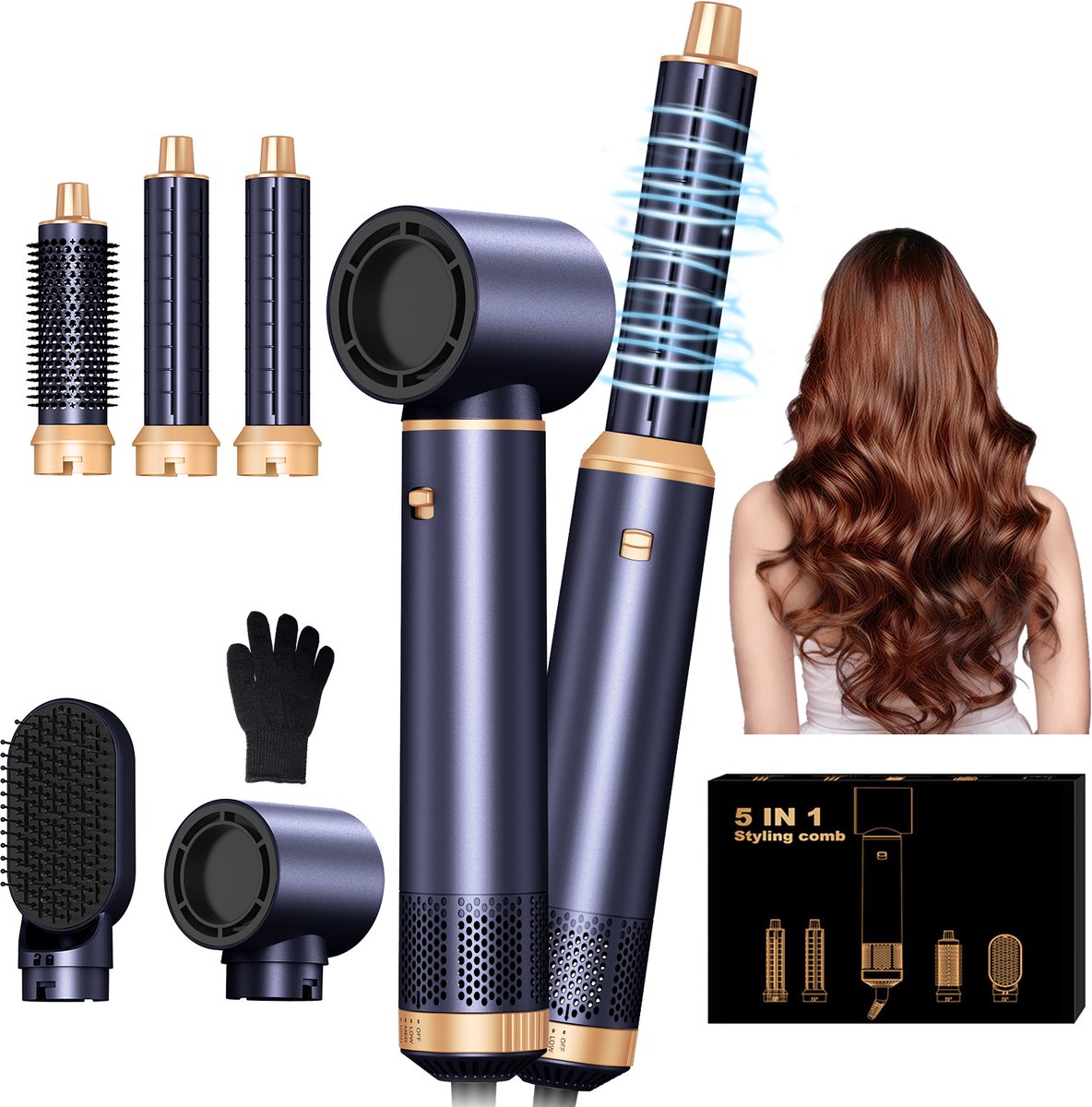 UKLISS Krultang 5 in 1 - Multistyler - Föhnborstel - 5 in 1