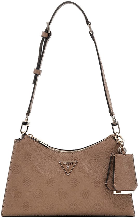 GUESS sac à épaule Cresidia II Top Zip Shoulder Bag Dark Taupe Logo