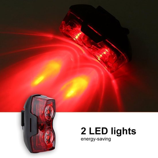 Waterdichte, superheldere LED-achterlicht Geschikt Geschikt voor de fiets, extern waarschuwingslicht met rood licht, werkt op 2 AAA-batterijen en heeft 3 verlichtingsstanden. — afbeelding 3