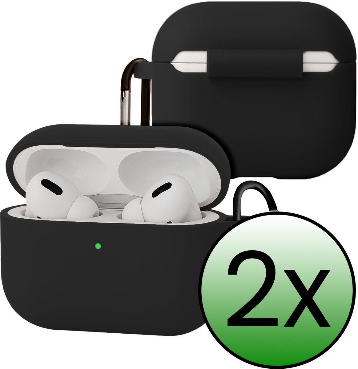 Case - Geschikt voor Apple Airpods Pro 3 - Siliconen Hoes met Clip - Silicone Hoesje Cover - Zwart