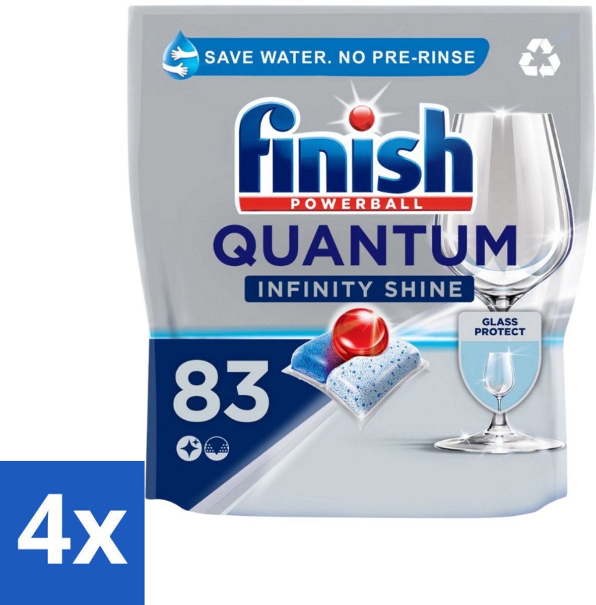 4 x Finish – Vaatwastabletten – Quantum Infinity Shine – 83 Capsules - Vaatwastabletten - Vaatwasser - Glasbescherming - Glans - Diepe Reiniging