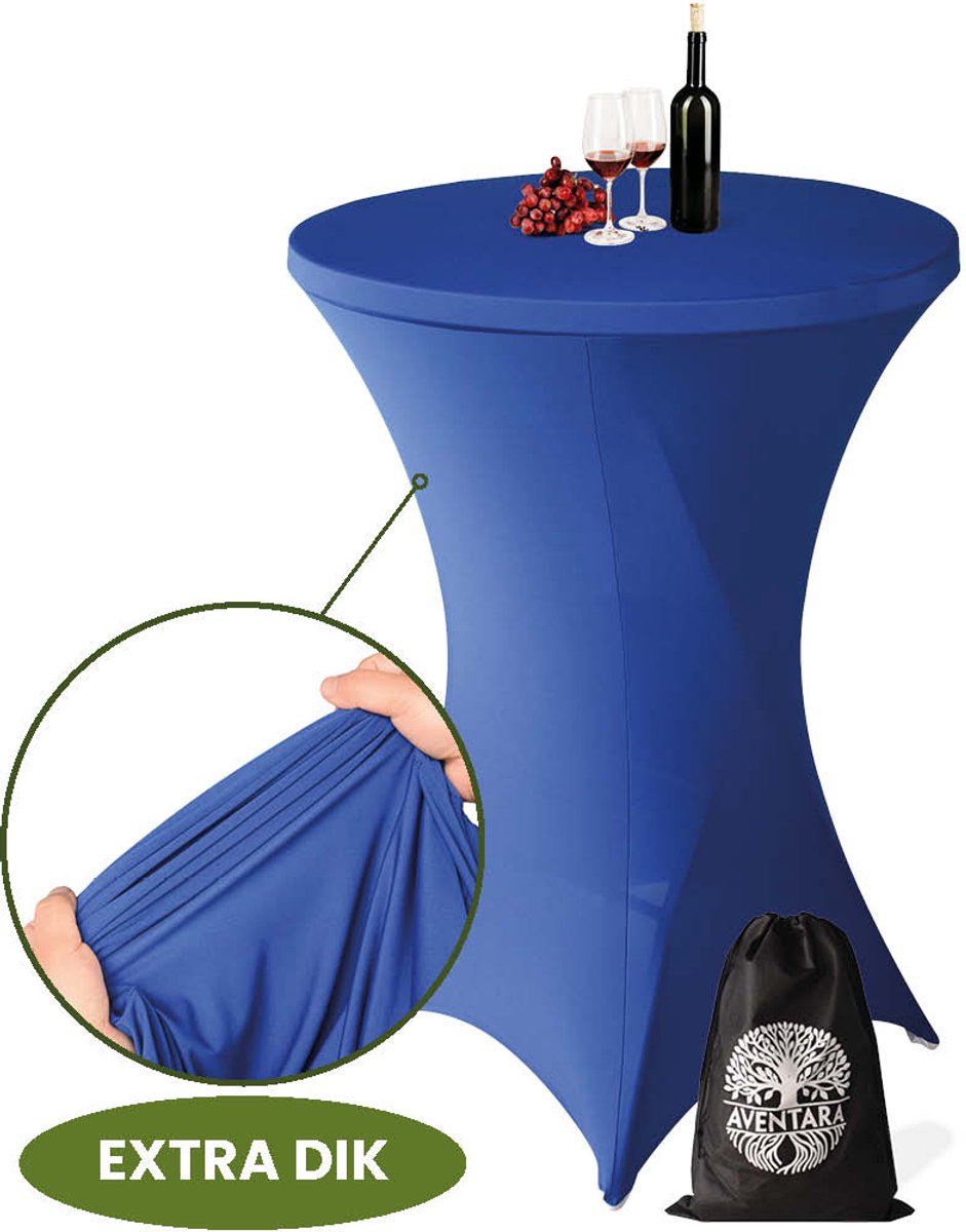 Statafelrok Donker Blauw x 1 – ∅80-85 x 110 cm – Luxe Extra Dikke Stretch Stof – Inclusief Opbergtas – Kras- en Kreukvrije Statafelhoes – Perfect voor Horeca, Bruiloften en Feesten
