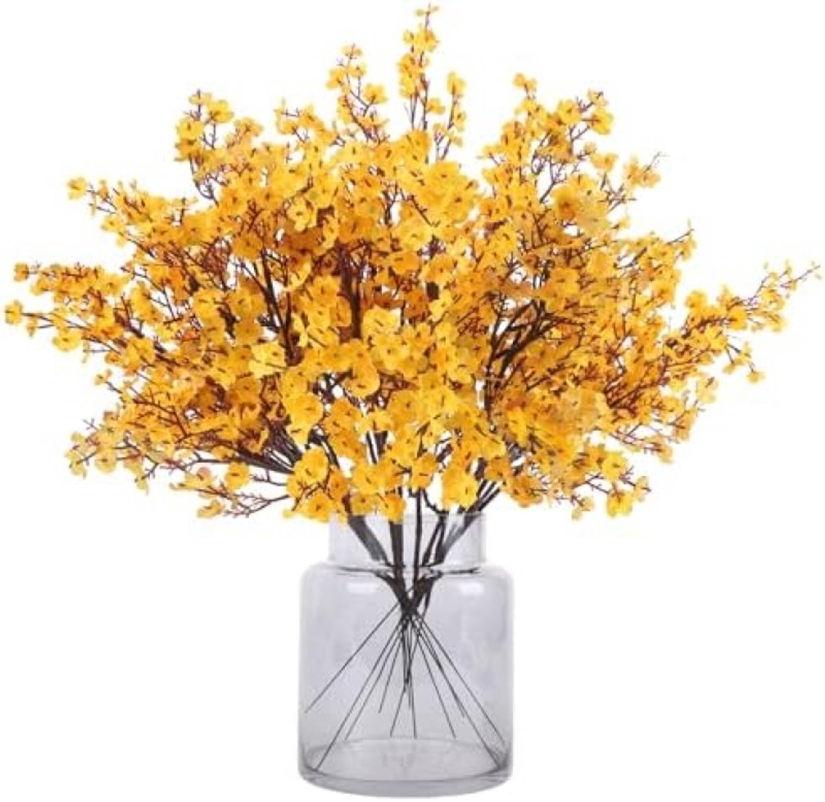 PromoHome Kunstbloemen Set van 12 Stuks - Gipskruid Kunstbloemen voor Bruiloft, Feesttafels, Bloemstukken en Thuisdecoratie - Geel