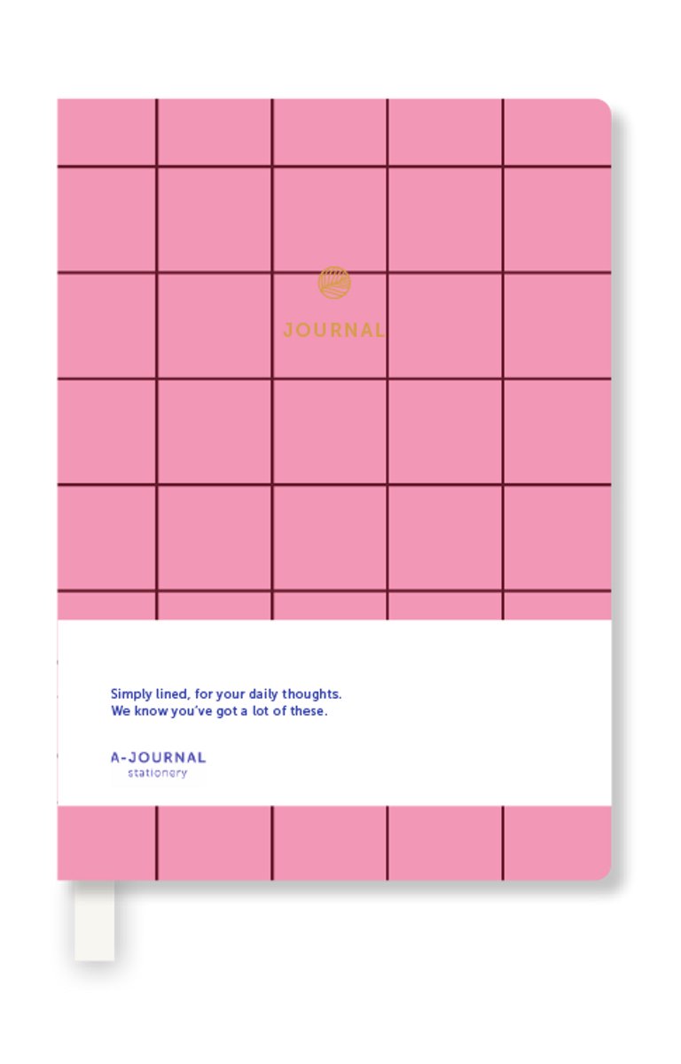 A-Journal - Notitieboek - A7 - Geruit roze - Gelinieerd