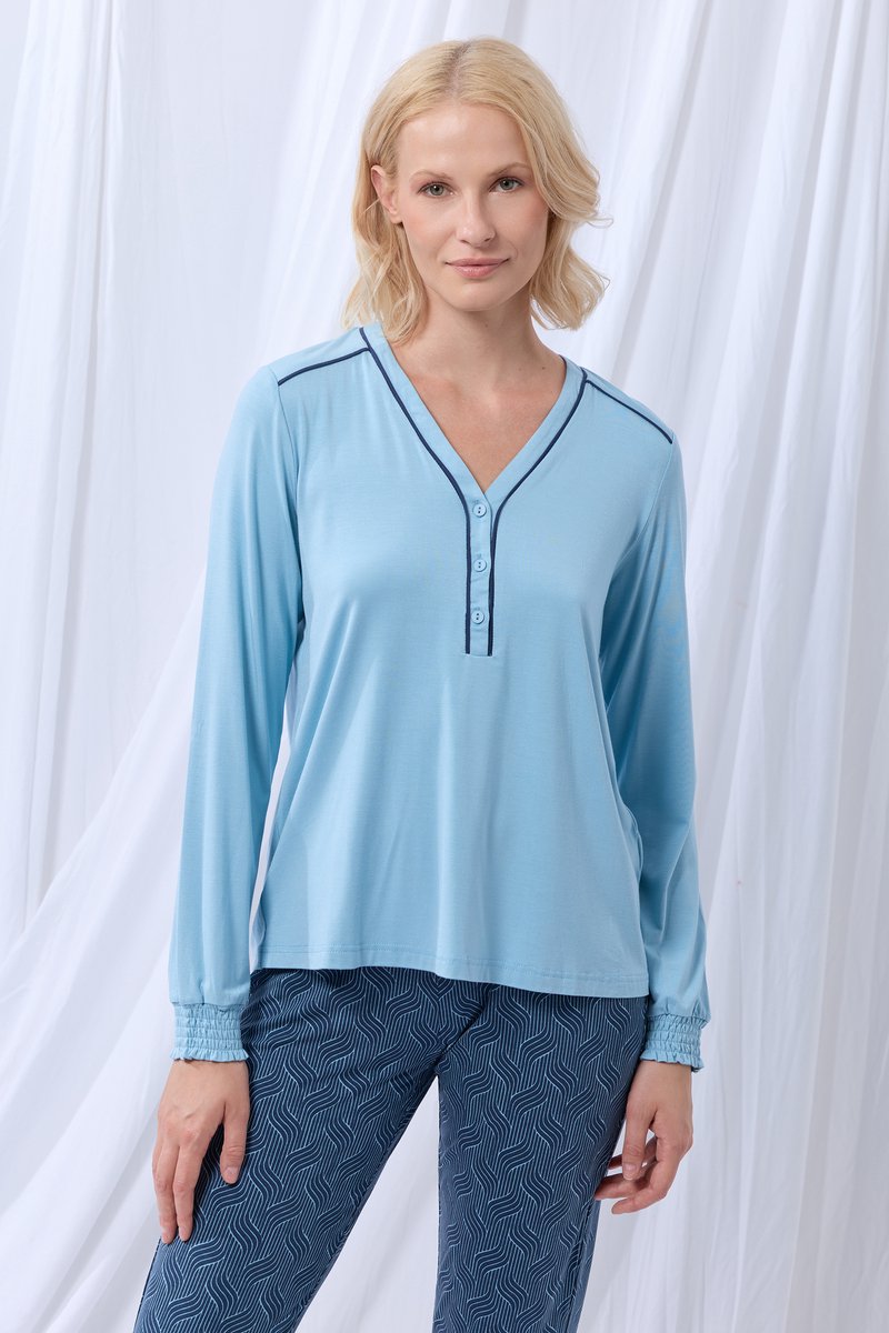 Woody 252-50-XPD-Z/860-pyjama-M lichtblauw