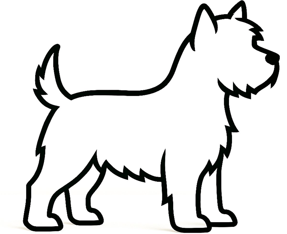 Westie - hondenbeeldje - zwart - 24 cm breed