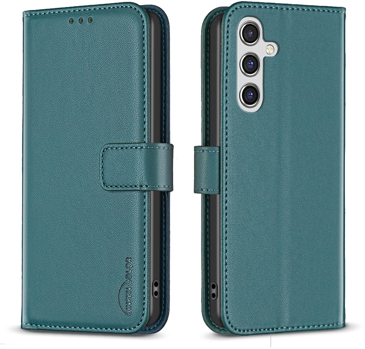 BINFEN Hoesje - Geschikt voor Samsung Galaxy S25 FE Hoesje - BINFEN Book Case - Groen