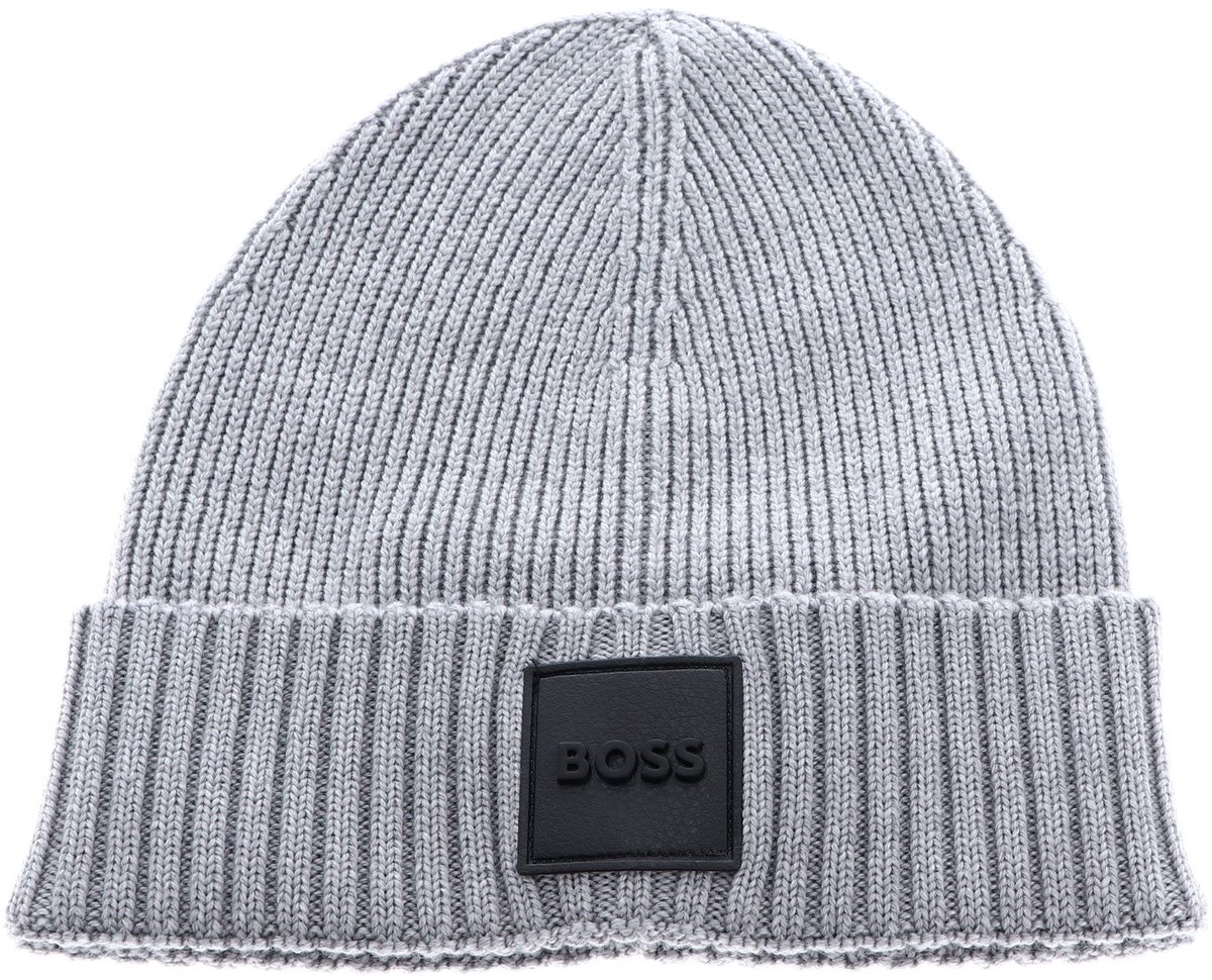 BOSS muts Flavio Beanie Silver Lichtgrijs
