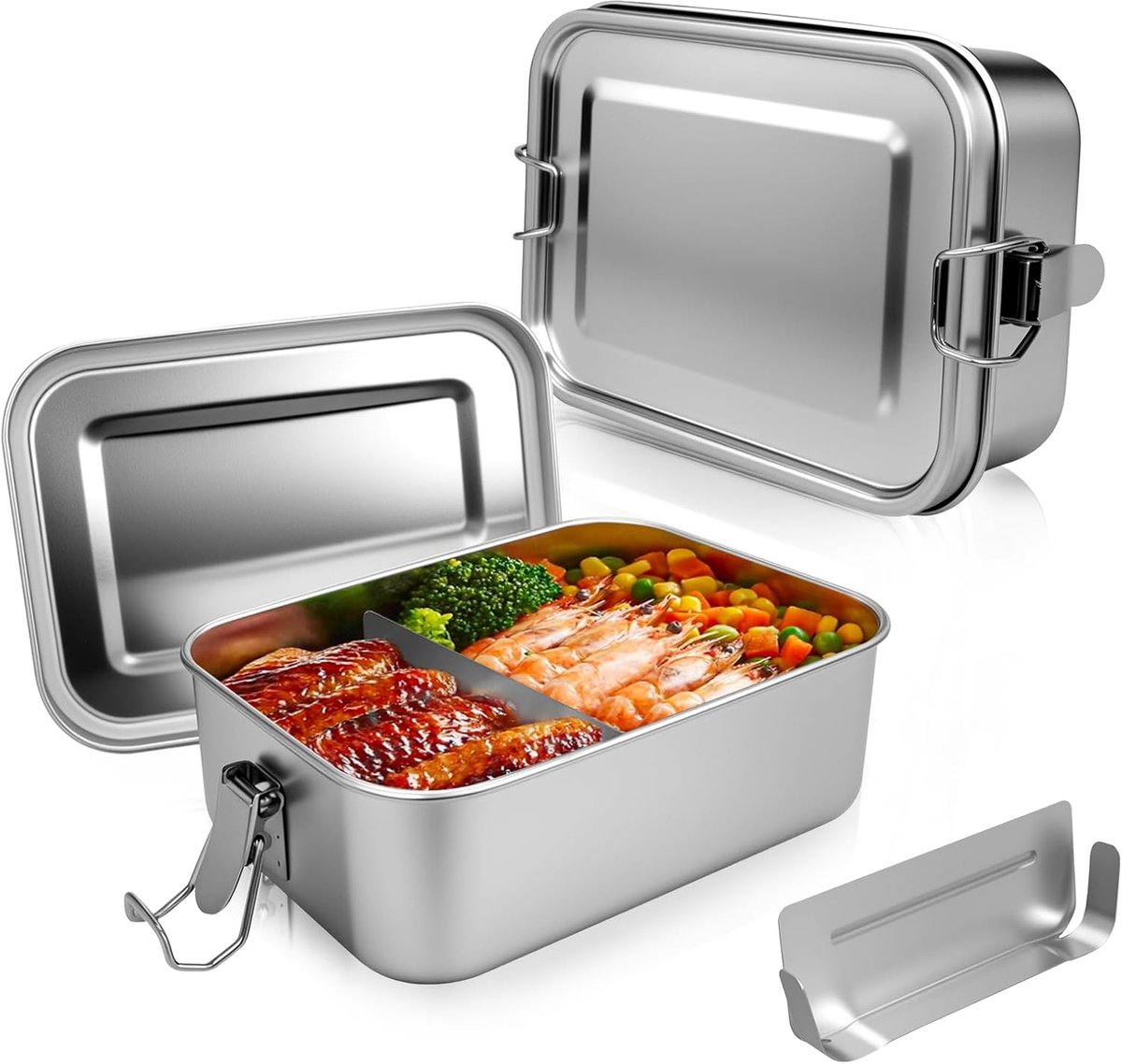 Ynkkvre - 850 ml Roestvrijstalen Lunchbox - 2 Vakjes - Lekvrij - BPA-vrij - Voor Picknick, School en Werk