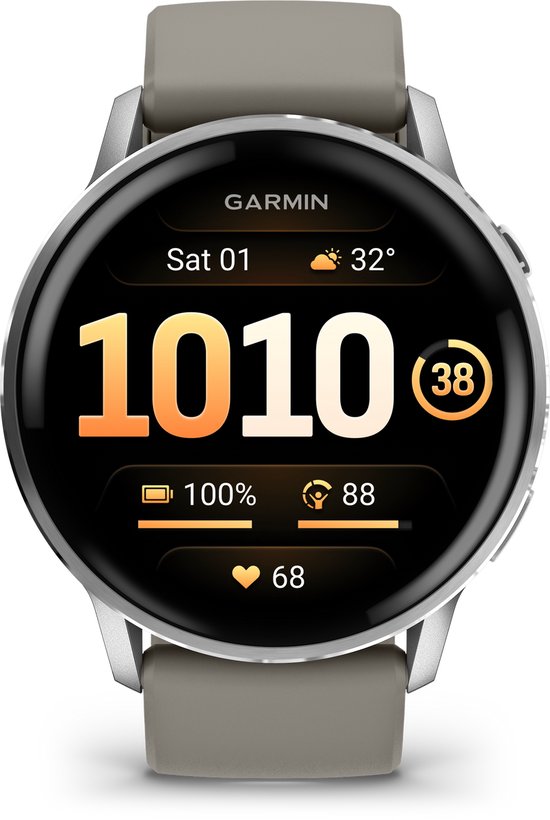 Garmin Venu 4 - 45 mm Multisport Smartwatch - Zilver - Grijze Siliconen Band