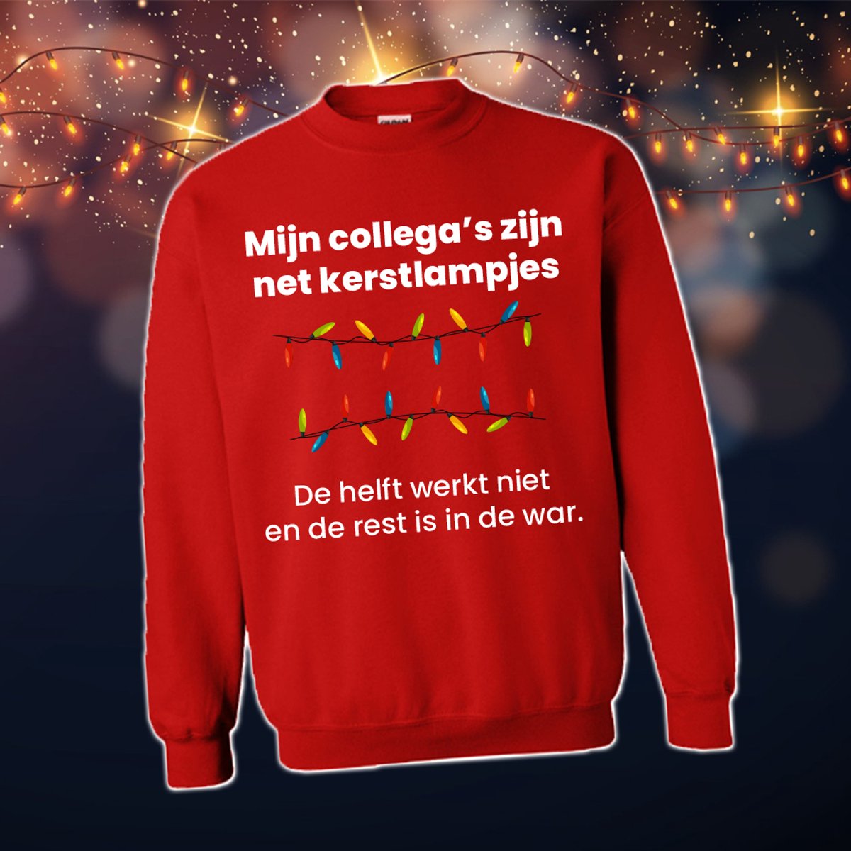 Foute Kersttrui Dames & Heren - Kersttrui met tekst Mijn collega's zijn net kerstlampjes | Kersttrui Maat M | Kersttrui Dames - Kersttrui Heren - Grappige Kersttrui met tekst | Namengigant | Incl. 2 jaar garantie