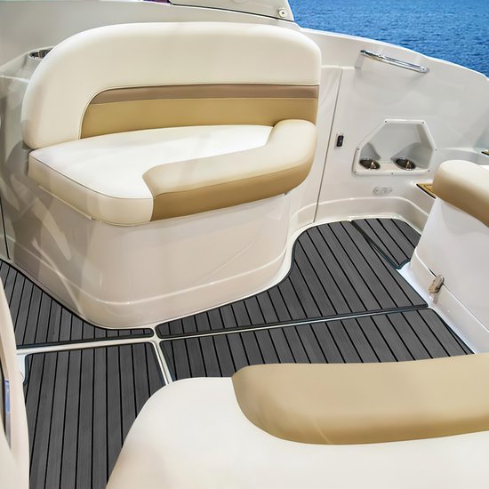Tapis De Pont Bateau En EVA Teck - Marron/Gris - Dimensions Au Choix (300x60cm Etc.) - Neuf