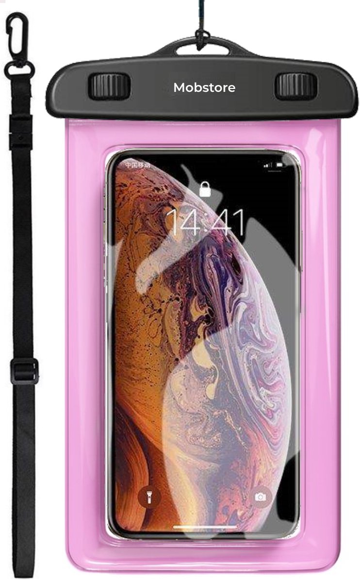 Mobstore Waterdichte Telefoonhoesje Roze - Volledig waterbestendige Telefoon hoes - Onderwater hoesje telefoon - Waterproof Case - Pouch - Bag - Geschikt voor alle  Smartphones - Ook voor paspoort & betaalpassen - Waterdichte telefoonhoesjes