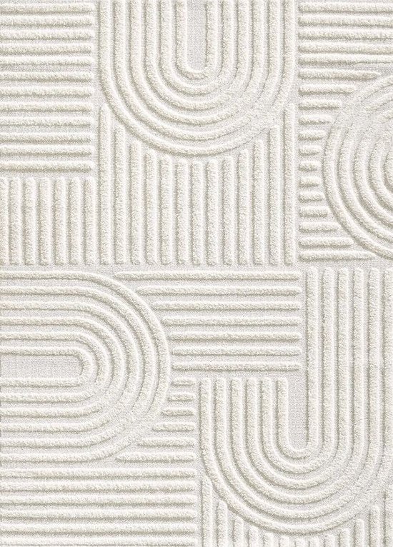 Shaggy Hoogpolig Vloerkleed Wit Modern Ontwerp Elit Bukle Model Effen Tapijt Carpet 120x170 cm