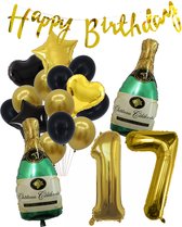 17 Jaar Verjaardag Cijferballon 17 - Feestpakket Snoes Ballonnen Pop The Bottles - Zwart Goud Groen Versiering