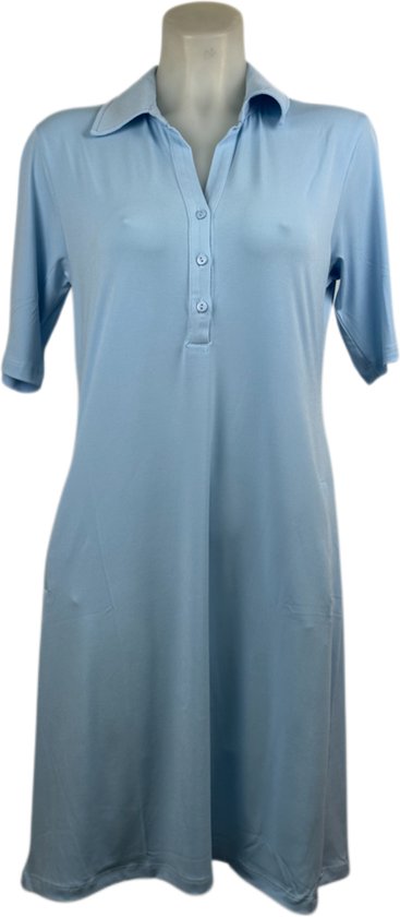 Angelle Milan – Travelkleding voor dames – Lichtblauwe Effen Jurk lang – Ademend – Kreukherstellend – Duurzame jurk - In 5 maten - Maat S