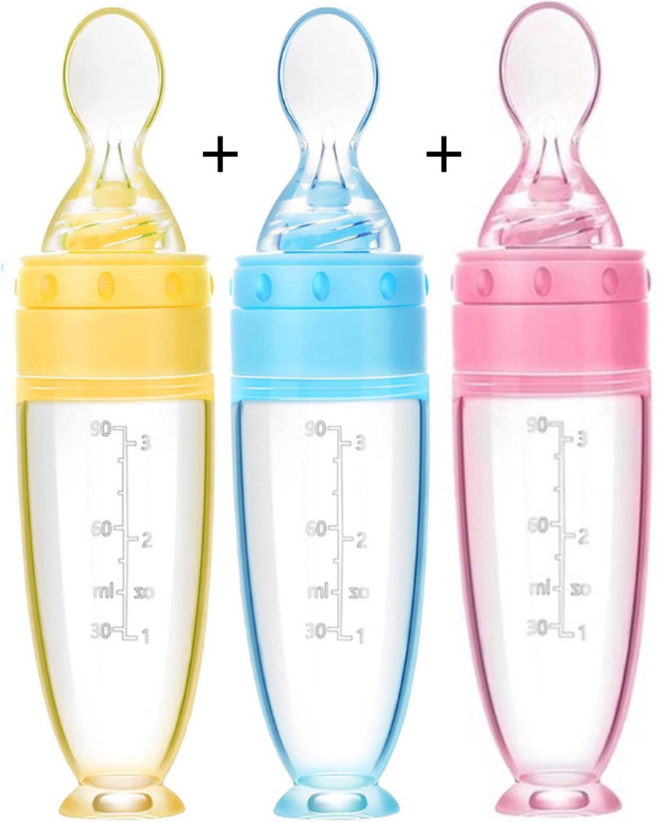 Cuillère à biberon en silicone pour bébé avec base debout pour la