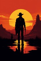 Cowboy Poster | Sunset Poster | Western Poster | 61x91cm | Geschikt om in te lijsten
