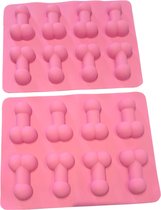 R Giftcompany. set van 2 mallen van 8 stuks penis / piemel siliconen mal voor bakken of ijsblokjes (vrijgezellen of vriendinneuitjjes