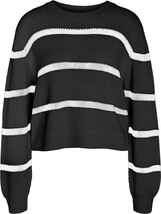 Noisy May NMMAYSA L/S STRIPE O-NECK KNIT NOOS Dames Gebreide trui - crème - XS