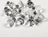 Kastknop / Deurknop - Diamant Kastknop - Meubel Knop - Kast Lades - 12 Stuks - Acryl Deurknop - Kastknop - Zilver / Transparant - Meubelknop - Kastknoppen Set