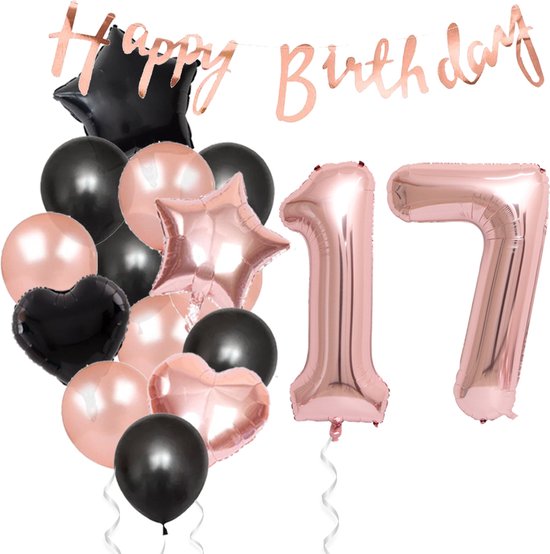 Snoes Ballonnen 17 Jaar Feestpakket – Versiering – Verjaardag Set Liva  Rose... | bol.com