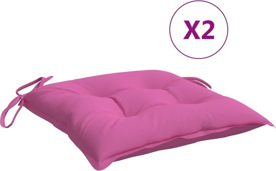 vidaXL - Stoelkussens - 4 - st - 40x40x7 - cm - stof - roze