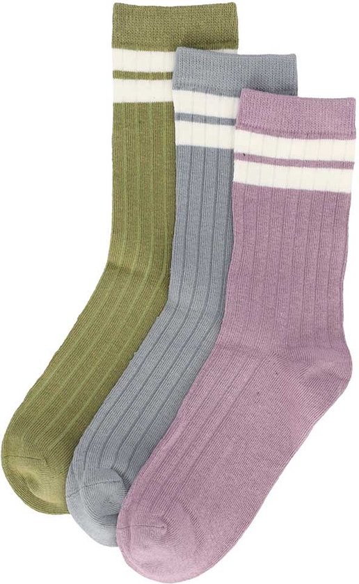 iN ControL 3pack RIB socks STRIPE green/blue/lila 23/26