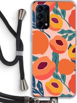 Case Company® - Coque Oppo Find X3 Lite avec cordon - Pêche - Protection de téléphone avec cordon Zwart - Protection de tous les côtés et sur l'ensemble de l'écran