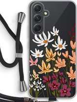 Case Company® - Hoesje met koord geschikt voor Samsung Galaxy A54 hoesje met Koord - Painted wildflowers - Telefoonhoesje met Zwart Koord - Bescherming aan alle Kanten en Over de Schermrand