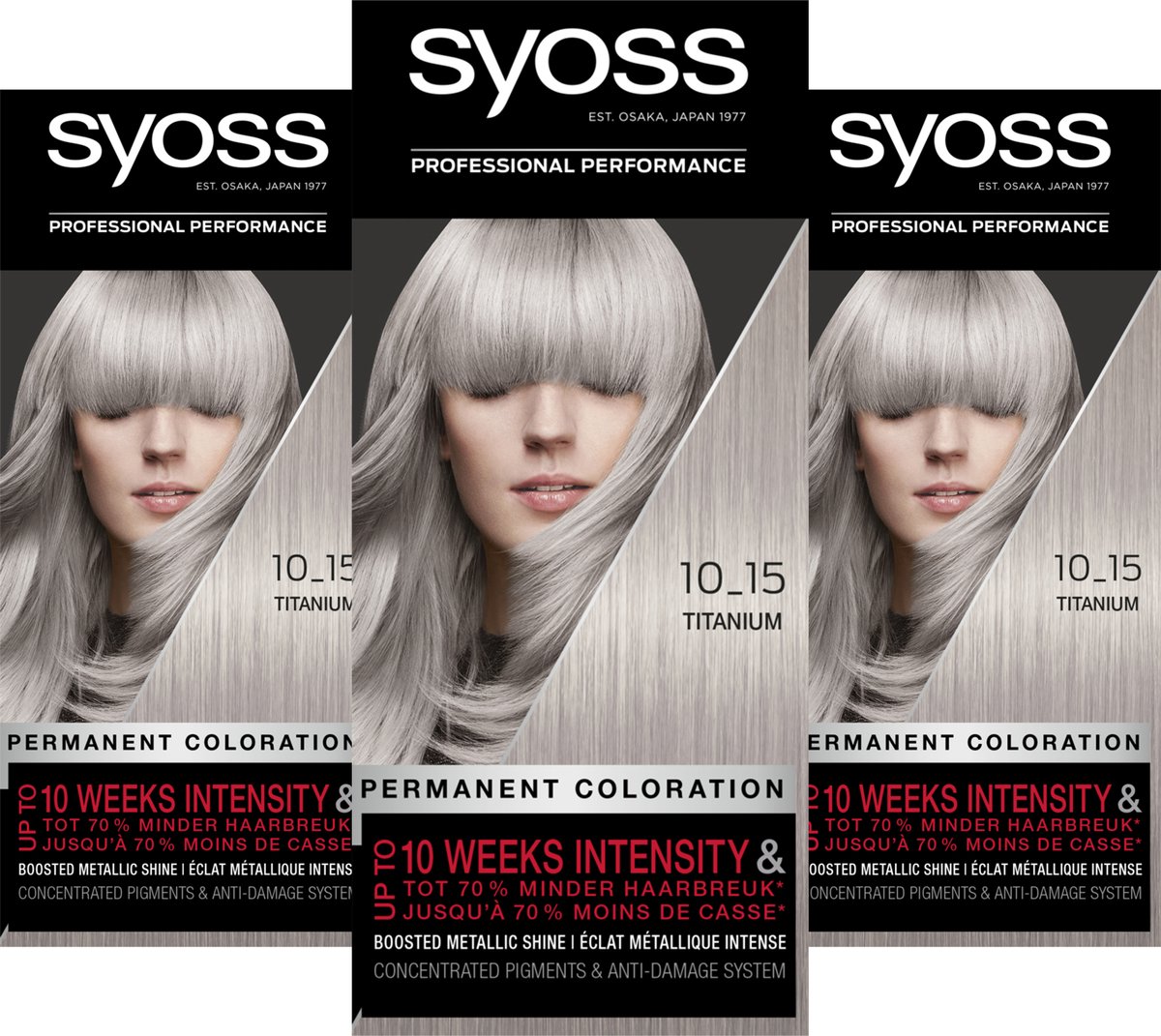Syoss - Titanium 10-15 - Permanente Haarverf - Haarkleuring - Voordeelverpakking - 3 Stuks