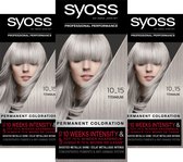 Syoss Baseline - 10-15 Titanium - Permanente Haarverf - Haarkleuring - Voordeelverpakking - 3 Stuks