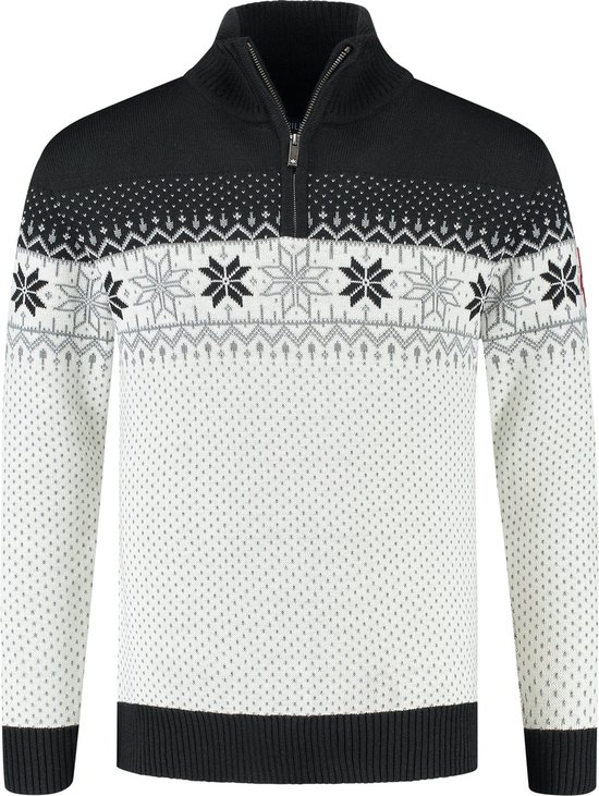 John Brillant Noorse Heren Pullover Merino, zwart & wit. Maat L