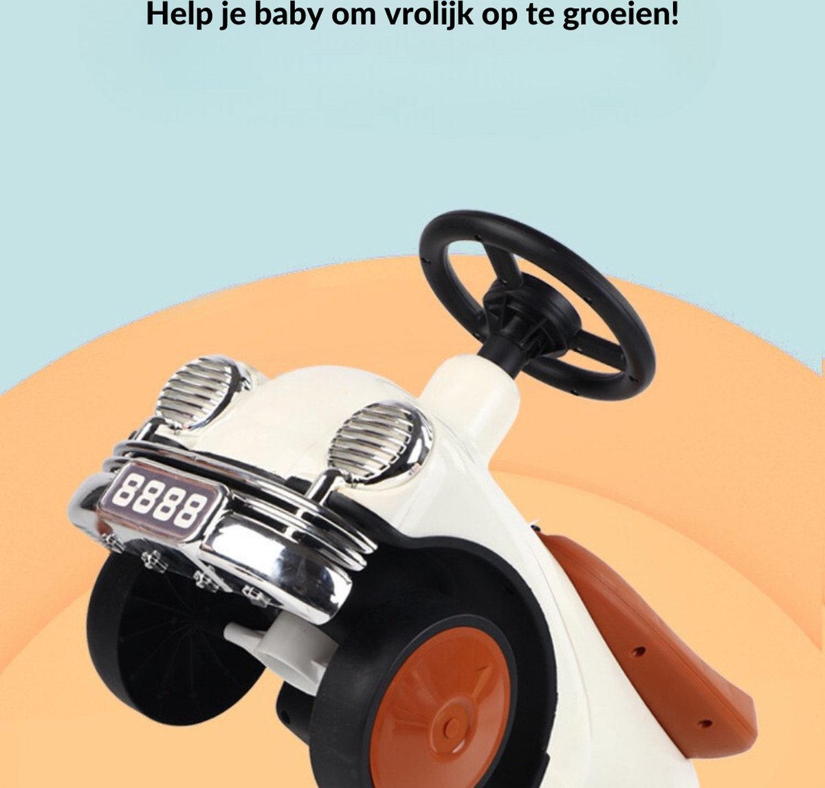 Buxibo Retro Loopauto | Loopwagen voor Jongens & Meisjes | 1-3 jaar | Veilig | Stimuleert Motorische Vaardigheden | Bruin/Wit - 58x29x38cm — afbeelding 5
