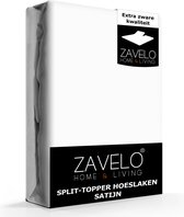 Zavelo Splittopper Hoeslaken Satijn Wit - Lits-jumeaux (160x200 cm) - 100% Katoensatijn - Soepel & Zacht - Perfecte Pasvorm