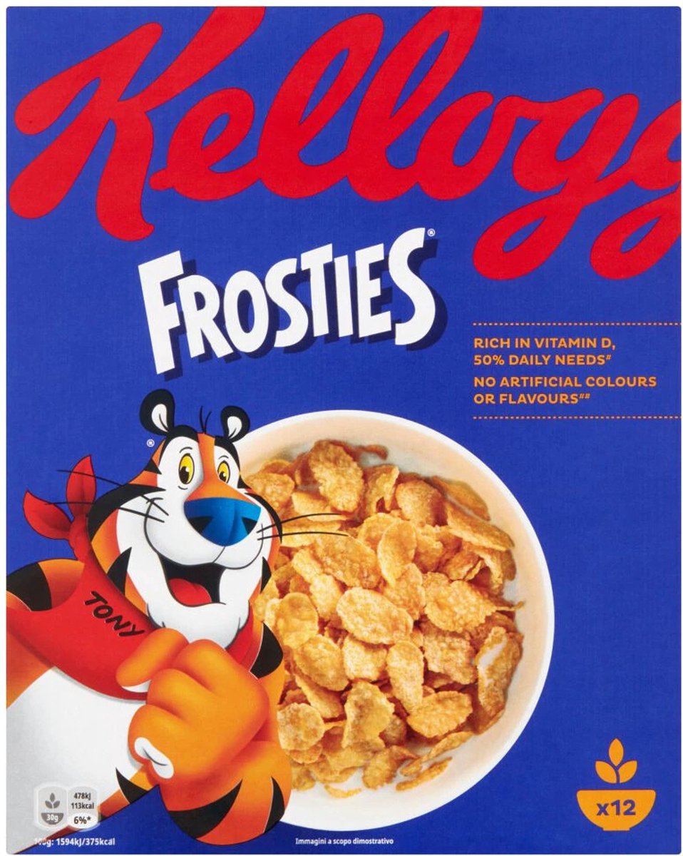 Kellogg's Frosties ontbijtgranen - geroosterde maïsvlokken - 4 x 330 gr