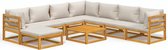 vidaXL - 9-delige - Loungeset - met - lichtgrijze - kussens - massief - hout