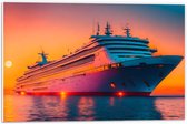 PVC Schuimplaat - Enorm Cruiseschip Varend over het Water tijdens Zonsondergang - 60x40 cm Foto op PVC Schuimplaat (Met Ophangsysteem)